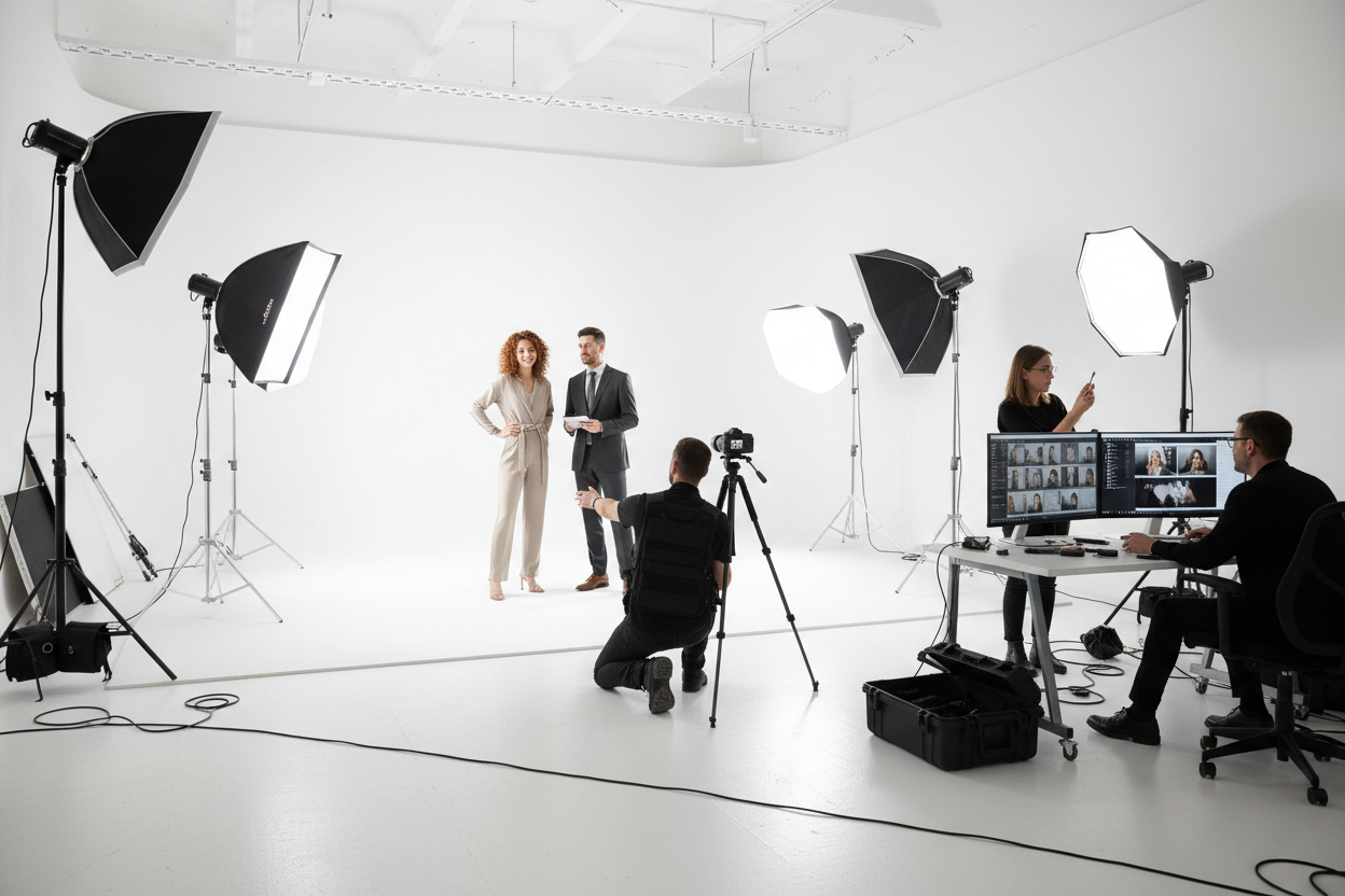 zeig mir das was sich meschen unter einen shooting vorstellen für eine werbe campagne 